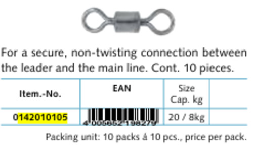 Freshwater: 8kg Micro Swivel pack of 10