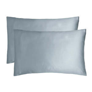 Pillowcases: Bamboo Satin Pillowcases - Slate Blue