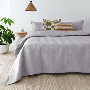 Herringbone Embossed Coverlet Set - Silver