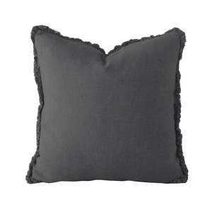 Cushions: Linen Cushion - Square - Charcoal