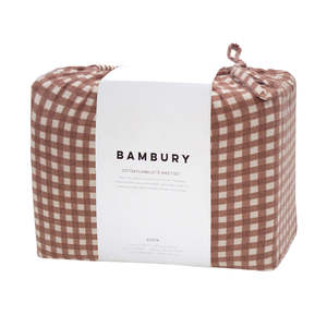 Gingham Flannelette Sheet Set - Clove