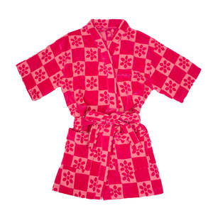 Beach Accessories: Daisy Check Robe - Pink