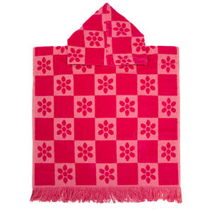 Daisy Check Kids Poncho - Pink