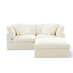 2 Seater Sofas: Bayside | Linen Feather Modular Couch 2 Pcs plus Ottoman