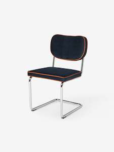 Rafael Dining Chair in Dark Blue with Cinnamon Piping