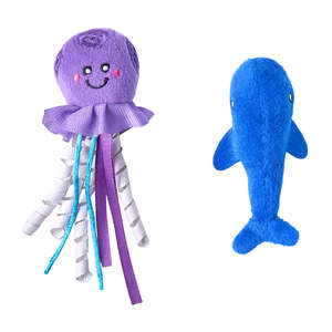 Cat: ZippyClaws Mesh Mates 2-Pack - Jellyfish & Whale