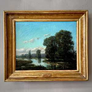 French Oil-on-Canvas Landscape Painting