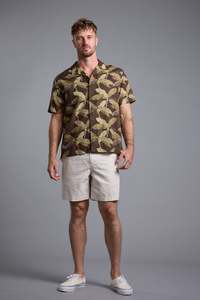 Leaf Print Cuban Shirt