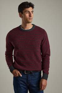 Mens Knitwear: Thornley Stripe Merino Crew