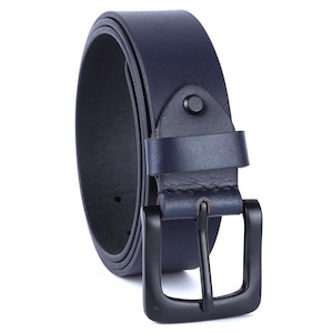 Navy Leather Dress Belt 32mmW