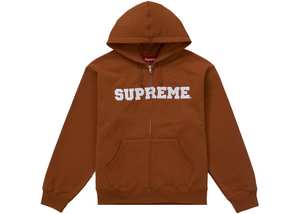 Supreme Collegiate Applique Zip Up Hooded Sweatshirt Rust