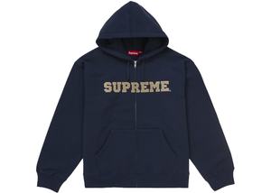 Supreme Collegiate Applique Zip Up Hooded Sweatshirt Navy