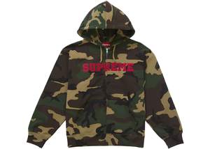 Supreme Collegiate Applique Zip Up Hooded Sweatshirt Woodland Camo