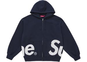 Supreme: Supreme Big Logo Zip Up Hooded Sweatshirt Navy