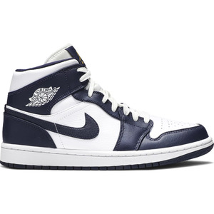 Mens Mids: Jordan 1 Mid White Metallic Gold Obsidian