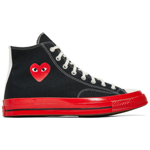 Mens Highs: Converse Chuck Taylor All Star 70 Hi Comme des Garcons PLAY Black Red Midsole