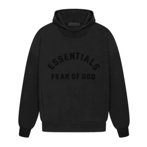 Hoodies: Fear of God Essentials Arch Logo Hoodie Jet Black
