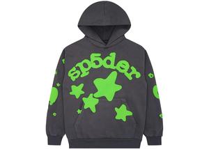 Sp5der: Sp5der Beluga Hoodie Slate Grey/Green