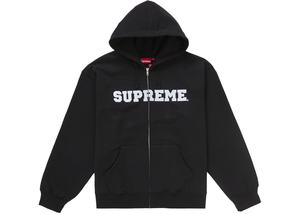 Supreme Collegiate Applique Zip Up Hooded Sweatshirt Black