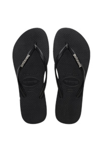 Jandals: HAVAIANAS Slim Logo Metallic Black Silver 2976