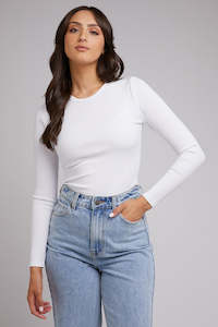 ALL ABOUT EVE Eve Rib Baby Longsleeve Tee White