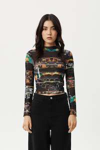 Tops Long Sleeve Womens: AFENDS Astral Sheer Long Sleeve Top Black