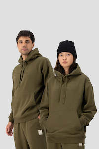 Mens Hoodies Crews Knits: MONS ROYALE Unisex Verdant Organic Cotton Hoody Nat Patch Ctn Dark Olive