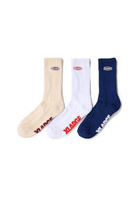 Socks: XLARGE Patch Sock 3Pack Multi Coloured