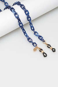 Sun: EYE ACCESSORIES Square Link Necklace Blue