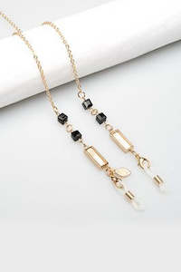 Sun: EYE ACCESSORIES Gold Chain Black White Beads