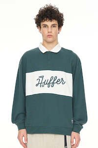 Crews Mens: HUFFER Pique Rugby Crew Golf Green