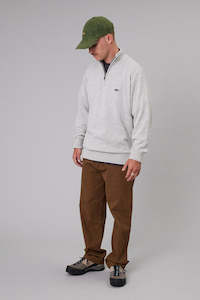 Crews Mens: JUST ANOTHER FISHERMAN Stamp Keyport 1/4 Zip Grey Marle