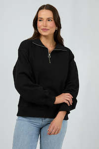 Crews Womens: SILENT THEORY Silent Luxe Quarter Zip Crew Black