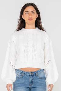 Knits Womens: RUSTY Folktale Crop Chunky Knit Snow