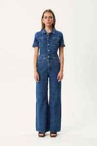 Overalls Womens: AFENDS Miami Denim Flared Jumpsuit Authentic Blue