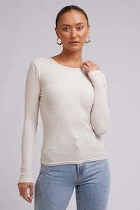 SILENT THEORY Rib Ls Tee Oat