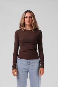 RPM Ribbed Ls Tee Chocolate