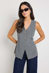 STORIES BE TOLD Scenic Longline Vest Charcoal