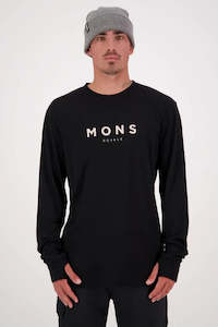Mens Mons Royale Merino: MONS ROYALE Mens Yotei Merino Classic Long Sleeve Neue Mons Black