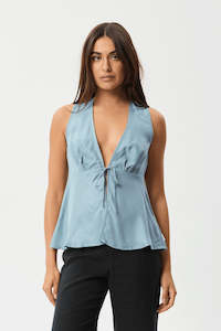 Afends: AFENDS Delia Cupro Top Ether Blue