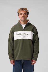 Crews Mens: RPM 90S 1 4 Zip Sweater Olive White