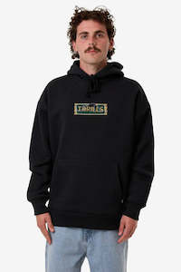 Hoodies Mens: THRILLS Behind It All Slouch Pull On Hood Pirate Black