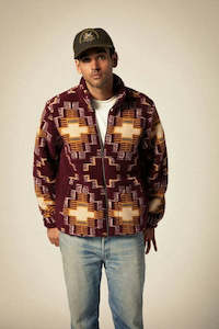 Jackets Mens: BRIXTON Arctic Fleece Mock Neck Jacket Light Cabernet