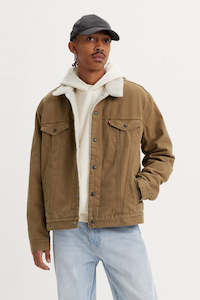 Jackets Mens: LEVI'S Type 3 Sherpa Trucker Washed Cougar Canvas