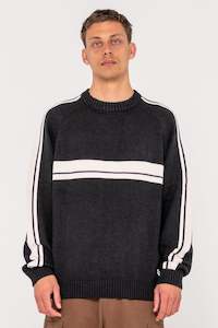 RUSTY White Lines 2.0 Knitted Crew Black Marle
