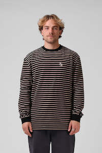 RPM Stripe Ls Tee Charcoal Bone