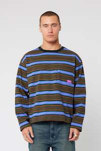 Abrand Jimmy Ls Pocket Tee Lilac Army Stripe