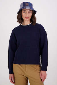 SWANNDRI Chicago Womens Check Crew Navy