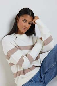 STORIES BE TOLD True Crew Knit Jumper Natural Stripe