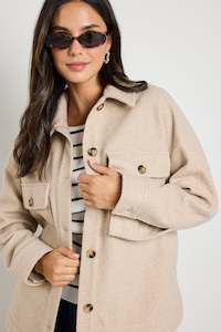 Stories Be Told Pinot Oversized Shacket Taupe